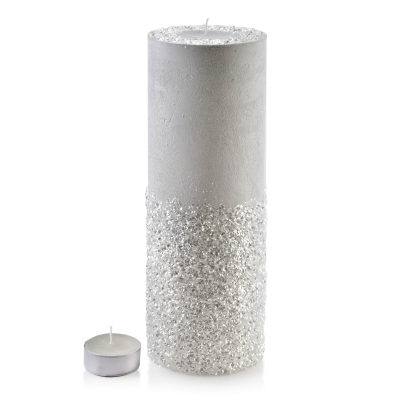 Lampionkaars cilinder diamant, wit/porselein,...