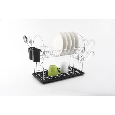 Two-tier dish drainer BASIC KITCHEN, silver, 51 x 23.5 x 36.5 cm