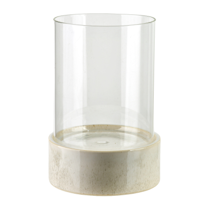 Kandelaar EVAM BEIGE, glas met keramische voet, 18 x 18 x 21 cm