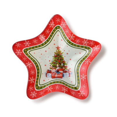 Star-shaped bowl SANTA LILA, glass, 19.5 x 19.5 x 3.3 cm