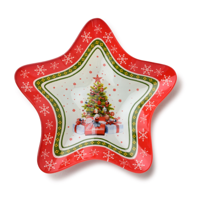 Schale SANTA LILA, Stern, Glas, 23 x 23 x 3,8 cm
