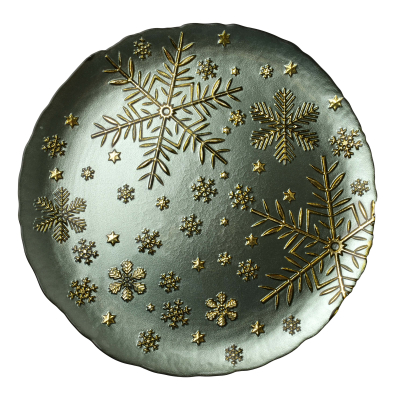 Bord SANTA LILA, groen, sneeuwvlokken, 33 x 33 x 2,3 cm