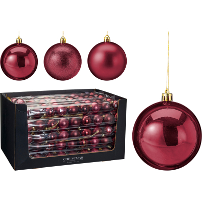 Baubles, burgundy, 6 cm, set of 9