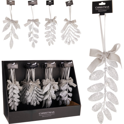 Hangdecoratie in bladvorm, zilverkleurig, 20...