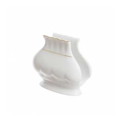 Napkin holder IWONA, white porcelain, gold rim, height 7.5 cm