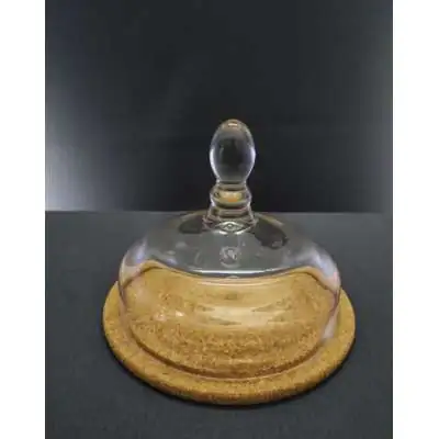 Lampenschirm aus Glas mit Korkfuß 18x21xh16cm