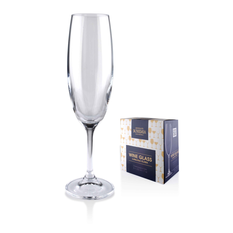 BOHEMIA KLARA-SYLVIA Komplet 6 kieliszków 220ml szampan