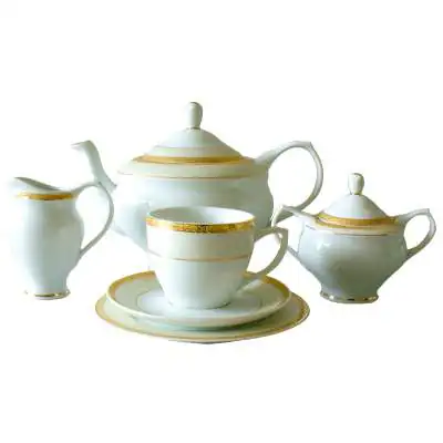 AGAWA GOLD Čajový servis pro 12 osob, 27 kusů,...