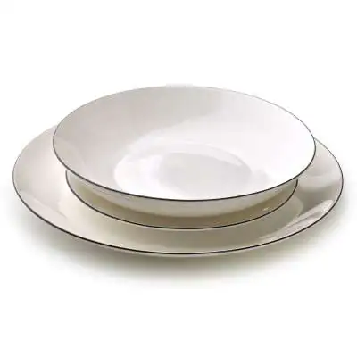 LEA SIMPLE Eetset 18-delig zwart gestreept