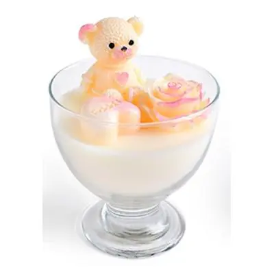 Wax teddy bear goblet candle 11x14cm cream